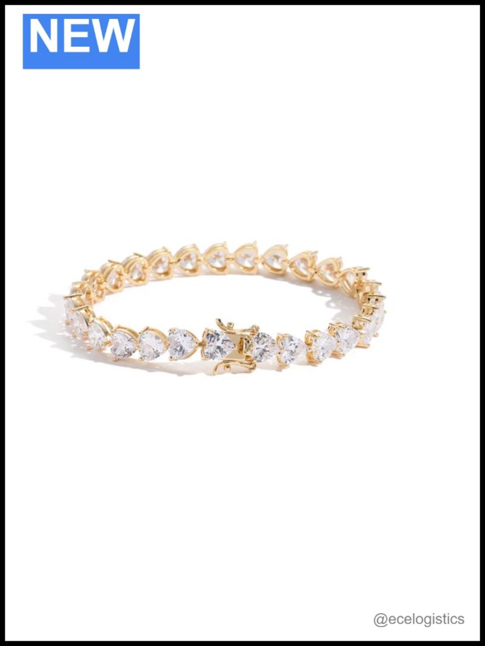 14K Gold Moissanite Tennis Bracelet Tear Drop Charm for Women